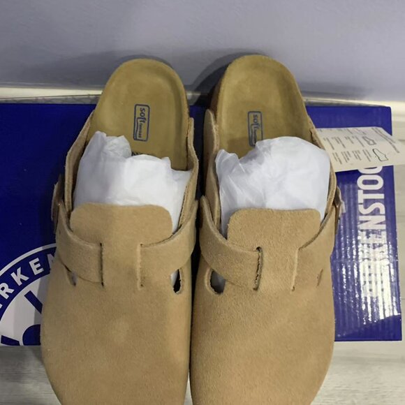 Birkenstock Shoes - Cream Birkenstocks Boston Narrow